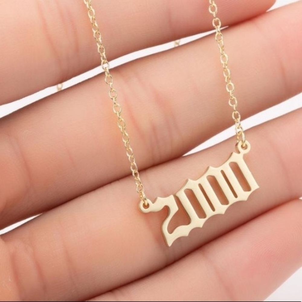 2000 Birth Year Gold Stainless Steel Necklace New